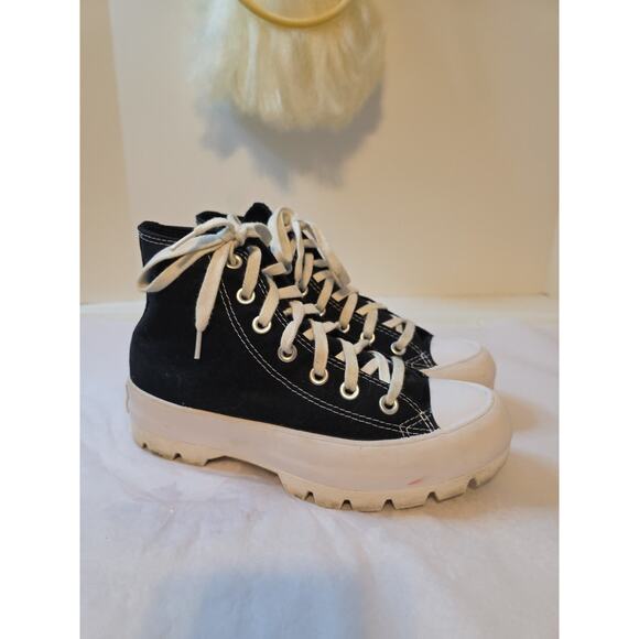 Converse Chuck Taylor All Star Lugged High Black White Platform Womens 6 Sneaker - Picture 3 of 11